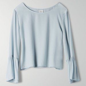 New Aritzia Babaton Humbert flare trumpet sleeve bateau semisheer flounce blouse